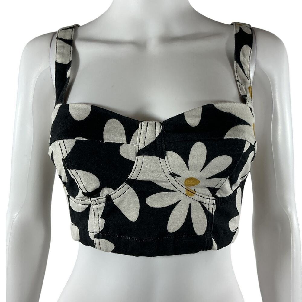 Reformation Floral Black/White Nikki Bustier Top Size 0